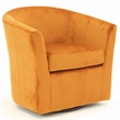 Pemberly Row Traditional Fabric Swivel Club Chair in Orange Finish