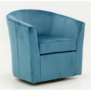 Pemberly Row 19&quotH Traditional Fabric Swivel Club Chair in Blue