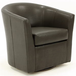 Pemberly Row 19&quotH Faux Leather Swivel Club Chair in Charcoal