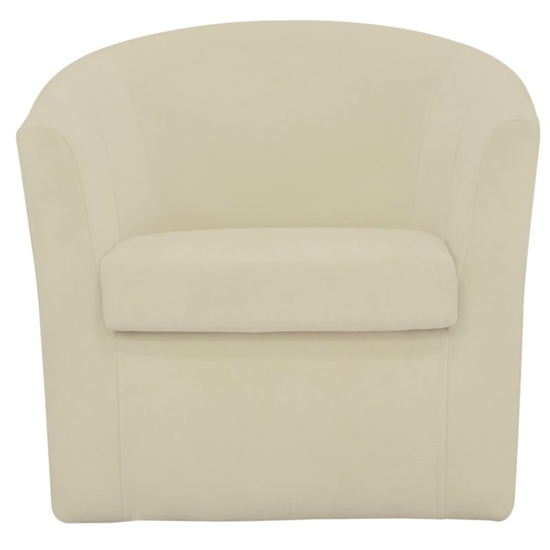 Pemberly Row Traditional Fabric Swivel Club Chair in Off White