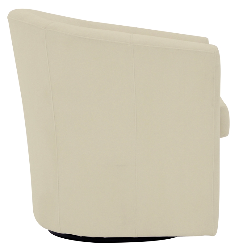 Pemberly Row Traditional Fabric Swivel Club Chair in Off White