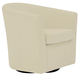 Pemberly Row Traditional Fabric Swivel Club Chair in Off White