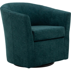 Pemberly Row 19&quotH Traditional Fabric Swivel Club Chair in Navy