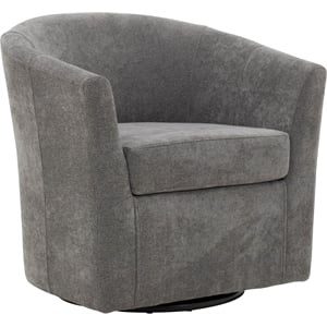 Pemberly Row 19&quotH Traditional Fabric Swivel Club Chair in Gray