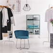 Pemberly Row Contemporary Metal Vanity Fabric Stool in Blue Finish