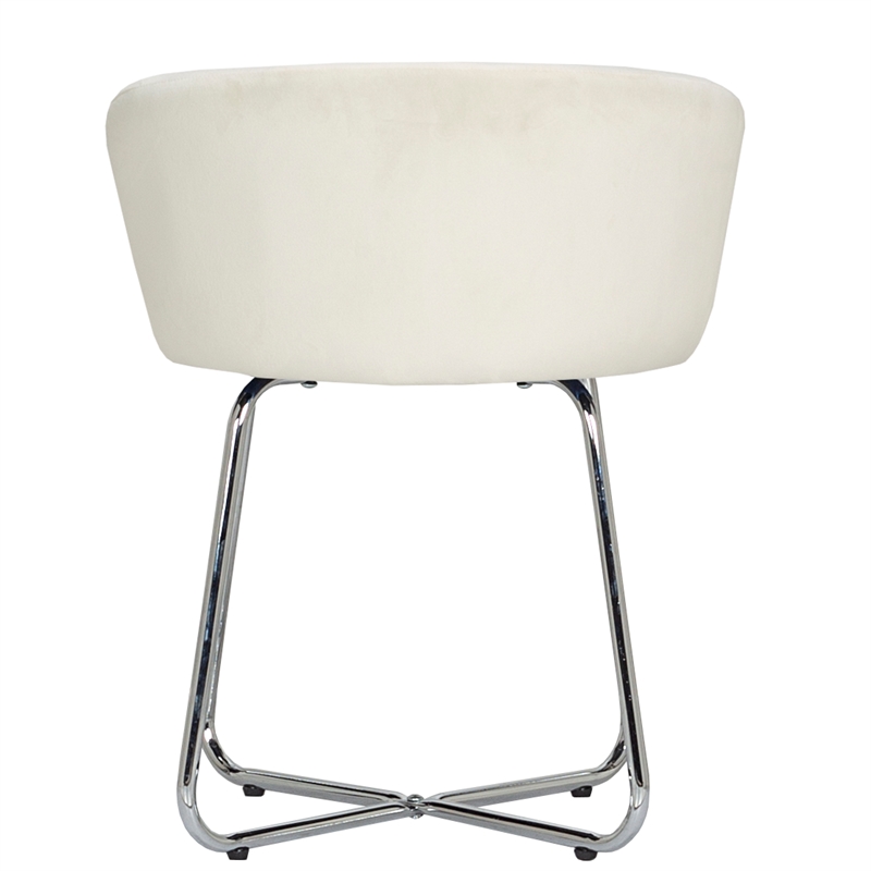 Pemberly Row Contemporary Metal Vanity Stool with White Fabric