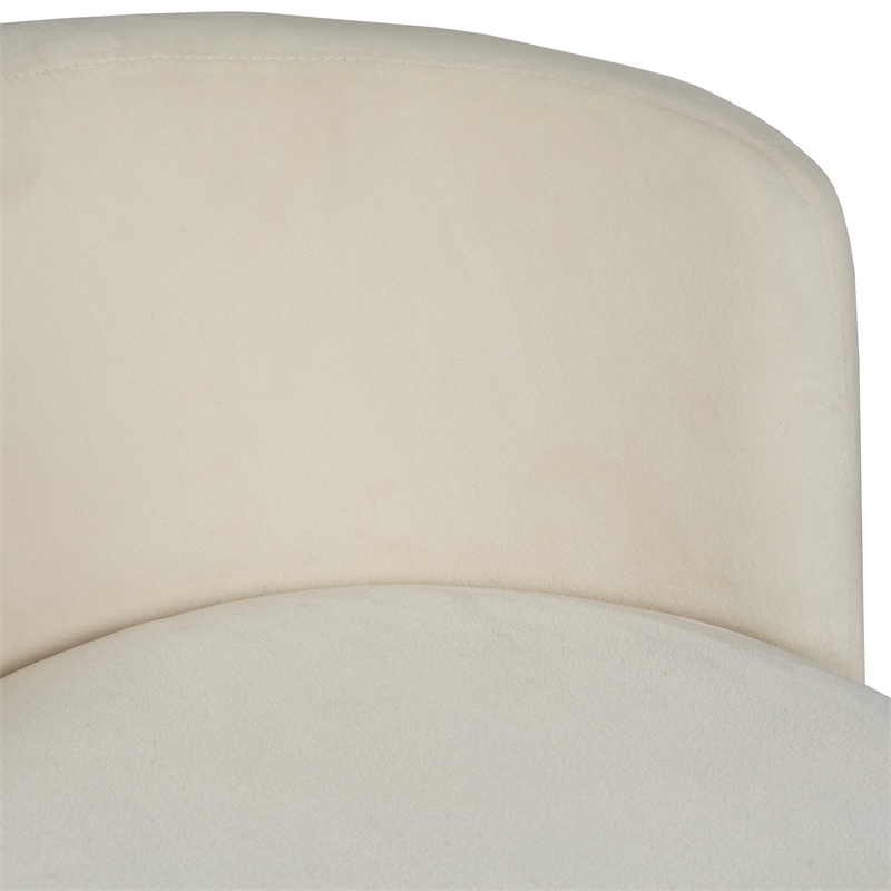 Pemberly Row Contemporary Metal Vanity Stool with White Fabric