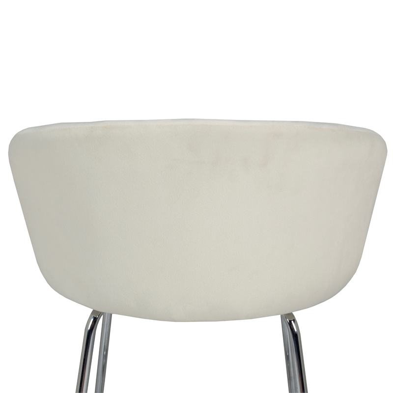 Pemberly Row Contemporary Metal Vanity Stool with White Fabric