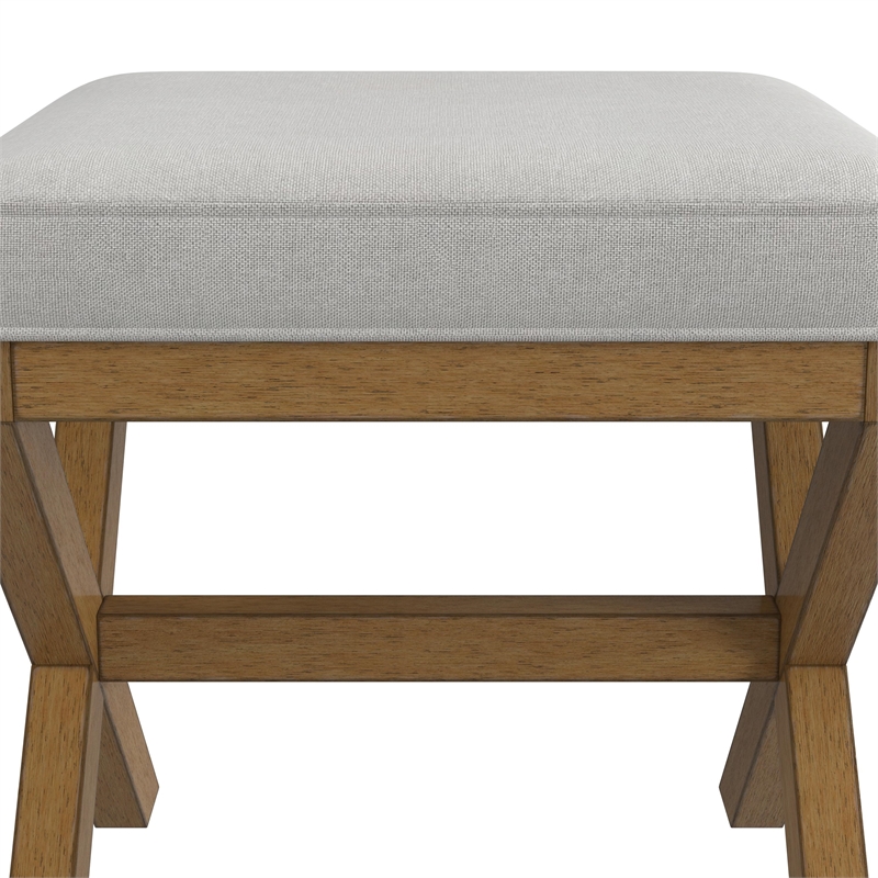 Pemberly Row Modern Backless Wood Vanity Stool Dark Driftwood Gray