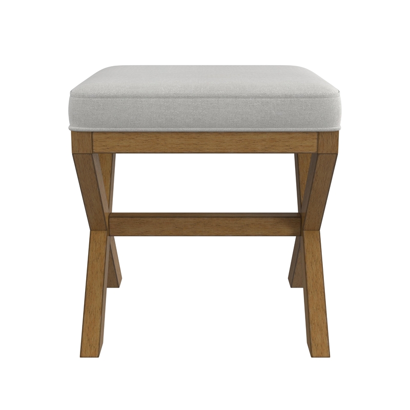 Pemberly Row Modern Backless Wood Vanity Stool Dark Driftwood Gray