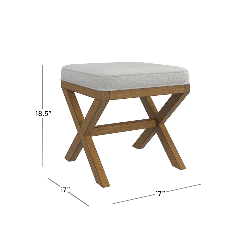 Pemberly Row Modern Backless Wood Vanity Stool Dark Driftwood Gray