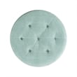 Pemberly Row Tufted Backless Wood Vanity Stool White with Spa Blue Fabric