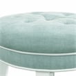 Pemberly Row Tufted Backless Wood Vanity Stool White with Spa Blue Fabric