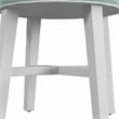 Pemberly Row Tufted Backless Wood Vanity Stool White with Spa Blue Fabric