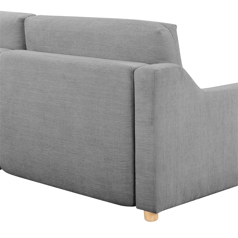Pemberly Row Modern Convertible Sofa in Gray Fabric Upholstery
