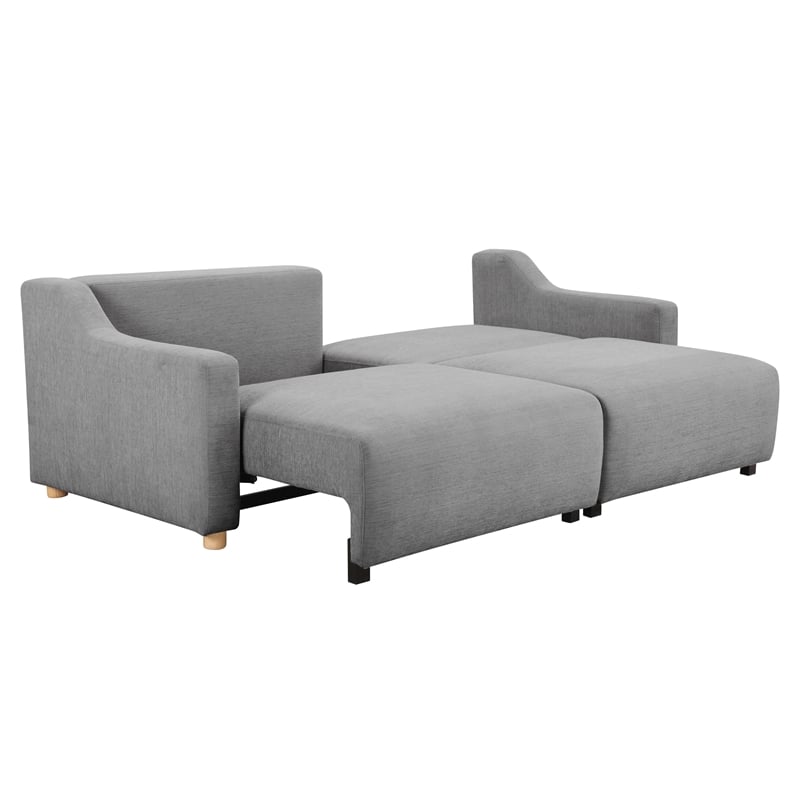 Pemberly Row Modern Convertible Sofa in Gray Fabric Upholstery