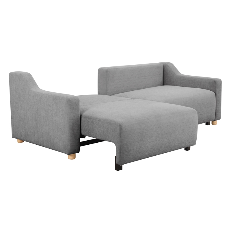 Pemberly Row Modern Convertible Sofa in Gray Fabric Upholstery