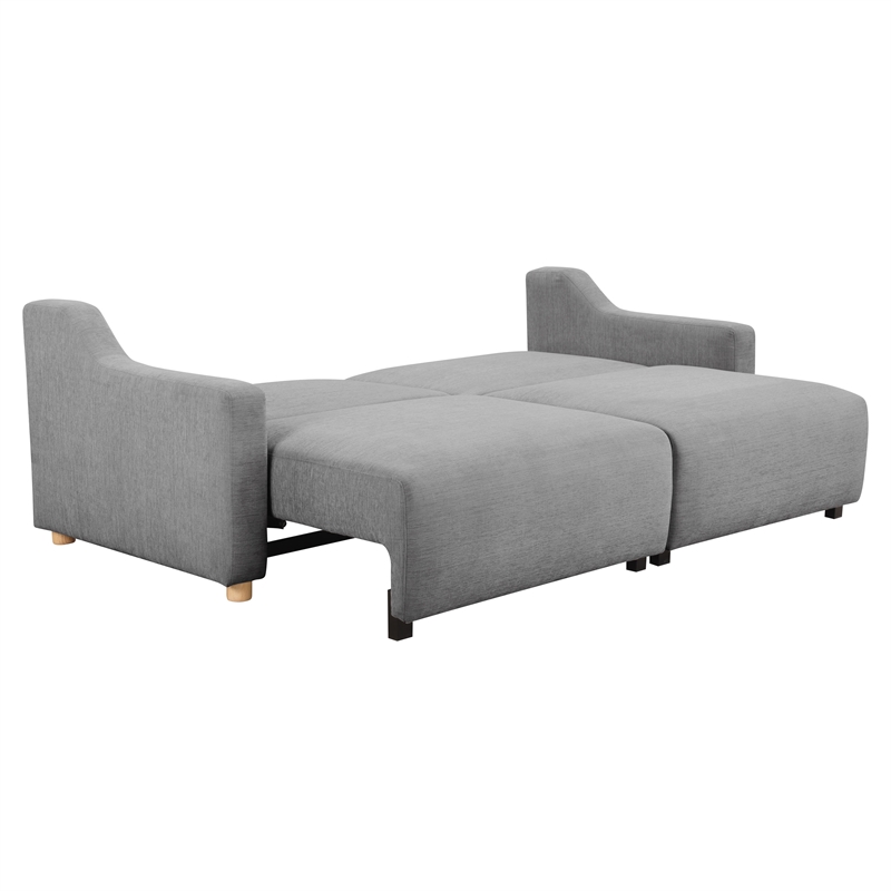 Pemberly Row Modern Convertible Sofa in Gray Fabric Upholstery