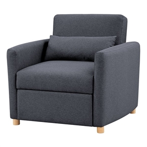 Pemberly Row Convertible Chair in Navy Blue Fabric Upholstery