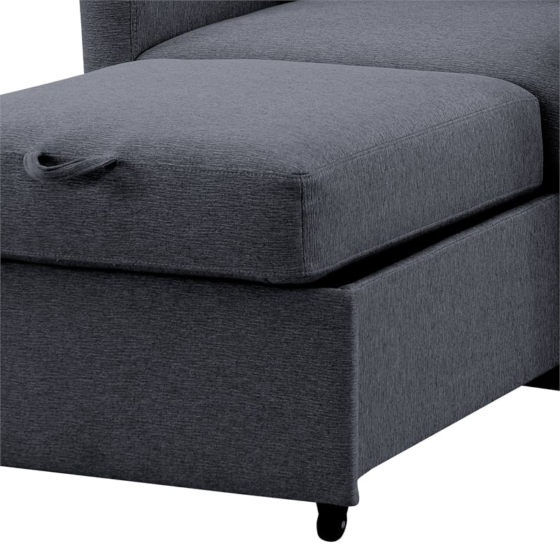 Pemberly Row Convertible Chair in Navy Blue Fabric Upholstery