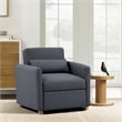 Pemberly Row Convertible Chair in Navy Blue Fabric Upholstery