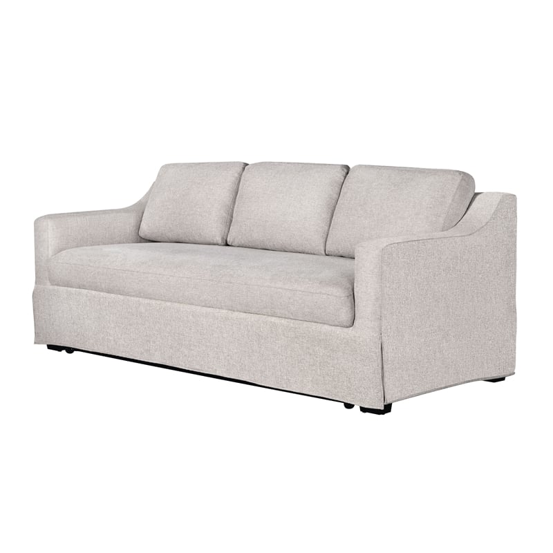 Pemberly Row Convertible Sofa in Linen Beige Fabric Upholstery