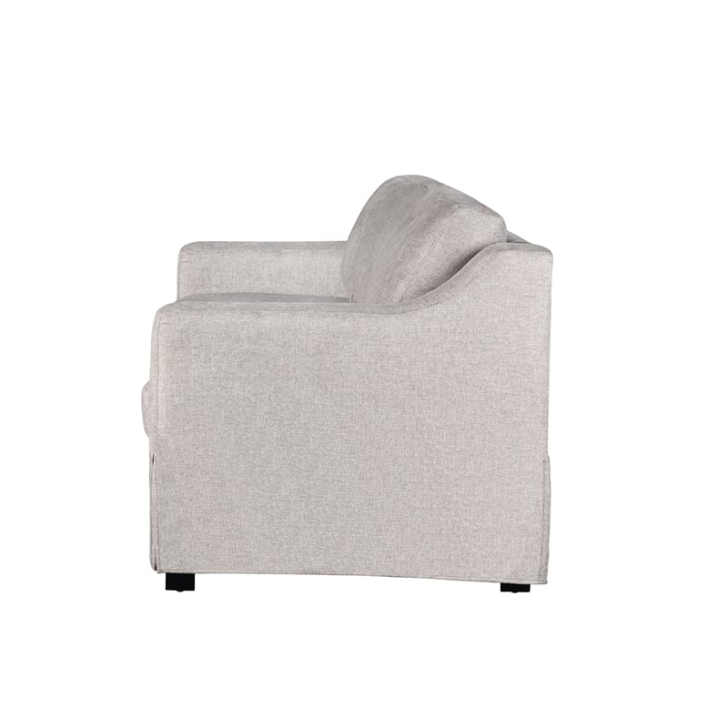 Pemberly Row Convertible Sofa in Linen Beige Fabric Upholstery