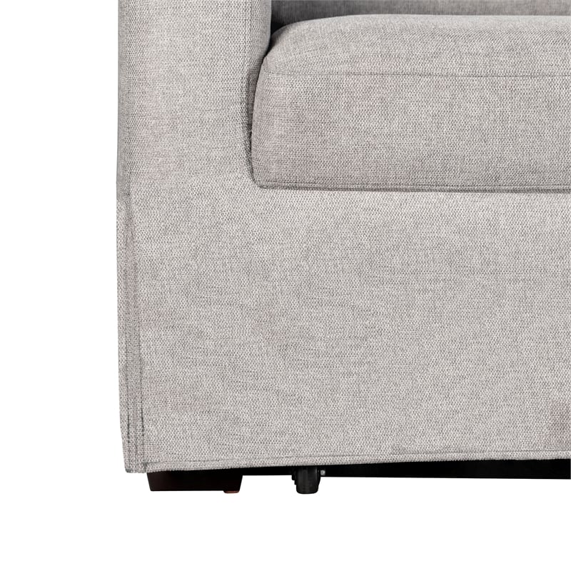 Pemberly Row Convertible Sofa in Linen Beige Fabric Upholstery