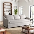 Pemberly Row Convertible Sofa in Linen Beige Fabric Upholstery