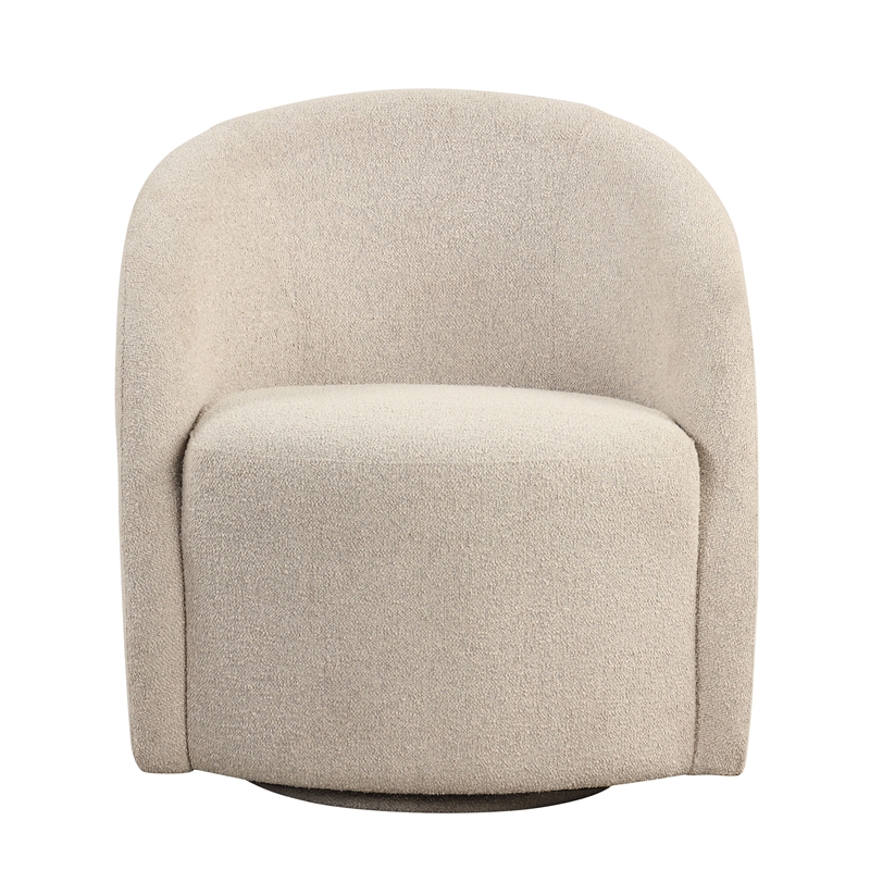 Pemberly Row Swivel Accent Chair in Khaki Beige Fabric Upholstery