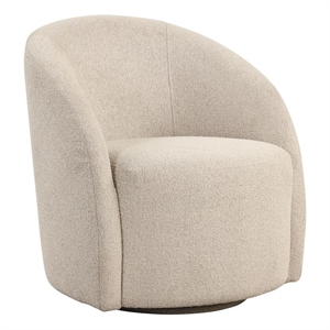 Pemberly Row Swivel Accent Chair in Khaki Beige Fabric Upholstery