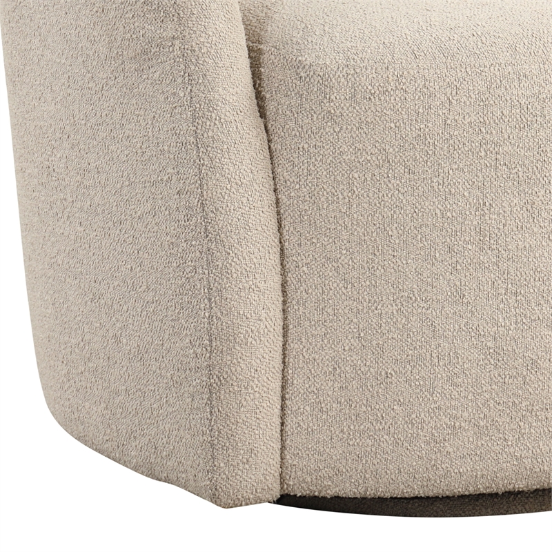 Pemberly Row Swivel Accent Chair in Khaki Beige Fabric Upholstery