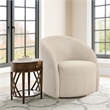 Pemberly Row Swivel Accent Chair in Khaki Beige Fabric Upholstery