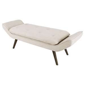 Pemberly Row Contemporary 17&quot Fabric Tufted Bench in Flax Beige