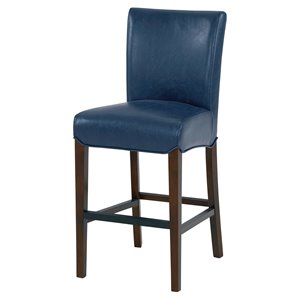 Pemberly Row Modern 26.5&quot Bonded Leather Counter Stool in Blue
