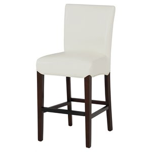 Pemberly Row Modern 26.5&quot Bonded Leather Counter Stool in White
