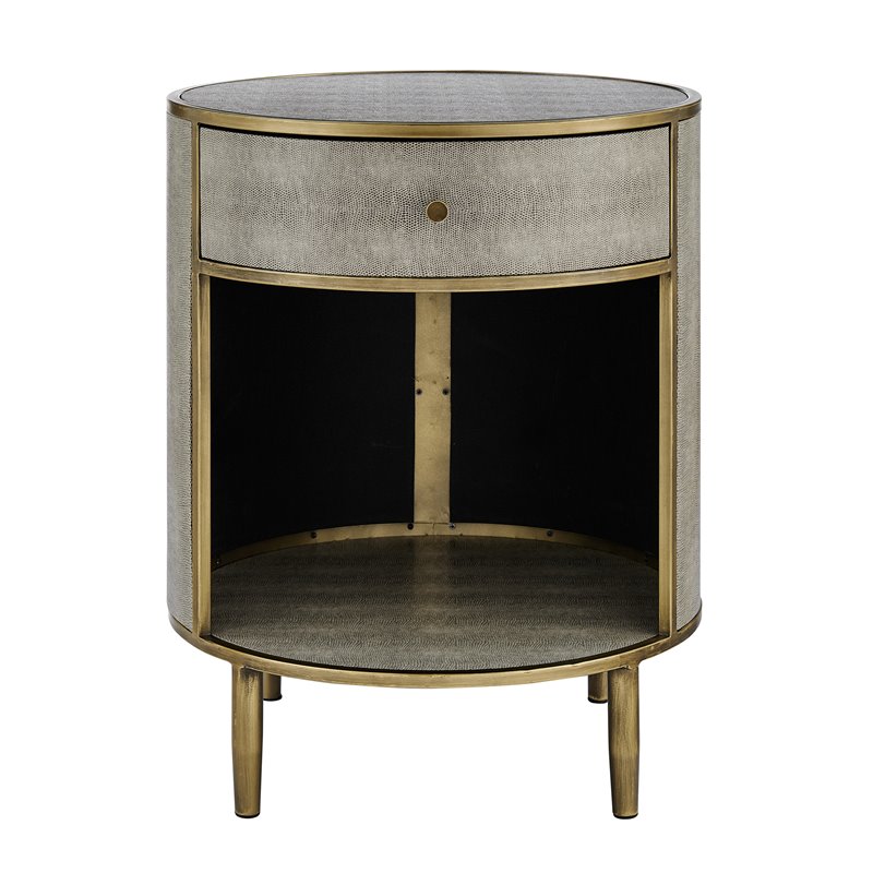Pemberly Row Wood/Steel Side/End Table in Chronicle Gray/Antique Gold