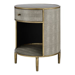Pemberly Row Wood/Steel Side/End Table in Chronicle Gray/Antique Gold