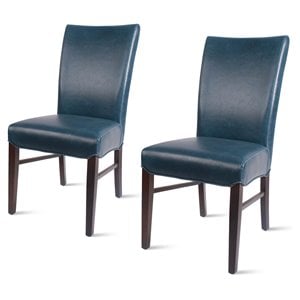 Pemberly Row Modern 19.5&quot Bonded Leather Chair in Blue (Set of 2)