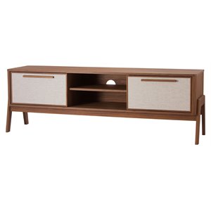 Pemberly Row 60.5&quot Wood Low-profile TV Stand in Brown/Walnut