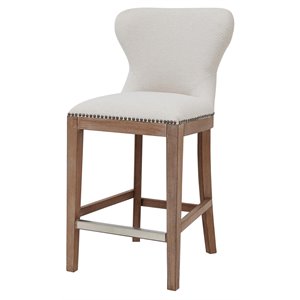 Pemberly Row 26&quot Fabric Counter Stool in Beige/Cardiff Cream