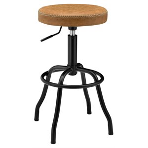 Pemberly Row 30&quot Metal Backless Swivel Bar Stool in Brown/Black
