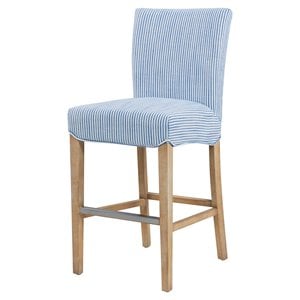 Pemberly Row 26.5&quot Fabric Counter Stool in Blue Stripes/Natural