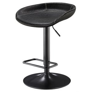 Pemberly Row 31.5&quot PU Leather Gaslift Bar Stool in Black (Set of 2)