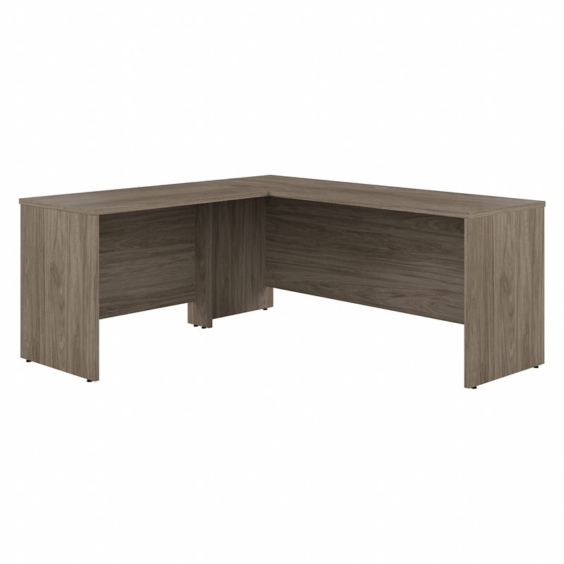 Pemberly Row Engineered Wood 72W L Shaped Desk with 42W Return in Modern Hickory