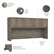 Pemberly Row Engineered Wood 72W L Desk with Hutch and Drawers in Modern Hickory