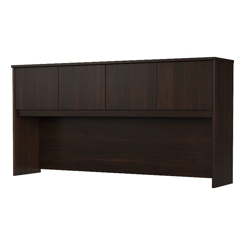 Pemberly Row 72W Desk Hutch in Black Walnut - Engineered Wood