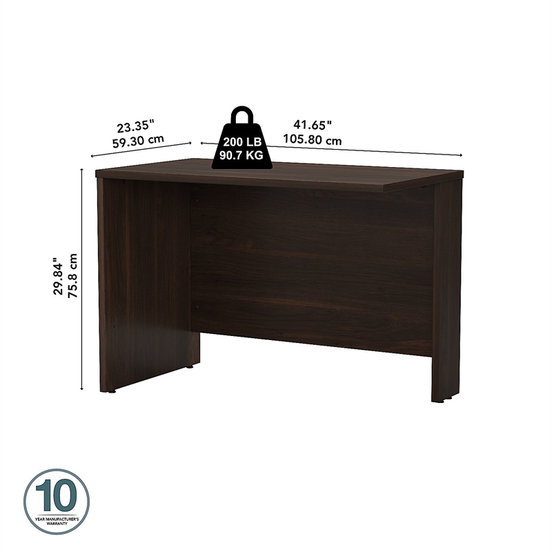 Pemberly Row 42W Desk Return in Black Walnut - Engineered Wood