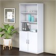 Pemberly Row 5 Shelf Bookcase with Doors in White - Engineered Wood