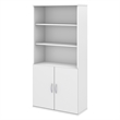 Pemberly Row 5 Shelf Bookcase with Doors in White - Engineered Wood